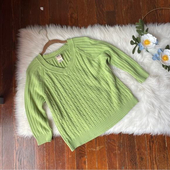 Vintage Lime Green 90s Cable Knit Sweater - Picture 5 of 7